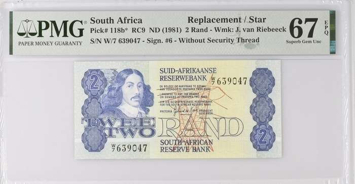 S. Africa (Reserve Bank): ND(1981) GPC de Kock R2 W7 Replacement PMG SGU67EPQ