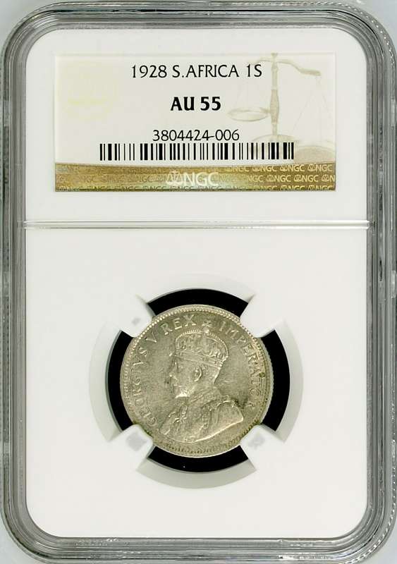 S. Africa: 1928 KGV 1 Shilling NGC Certified AU55