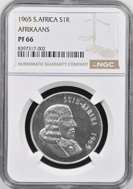 S. Africa: 1965 Afrikaans Silver R1 NGC Certified PF66