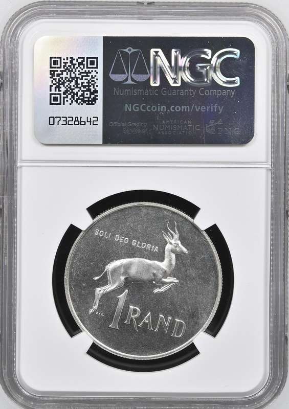 S. Africa: 1965 Afrikaans Silver R1 NGC Certified PF66