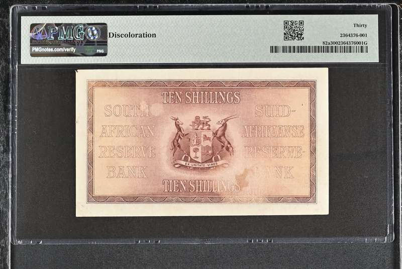 S. Africa (Reserve Bank): 1930 WH. Clegg 10 Shillings PMG Certified VF30