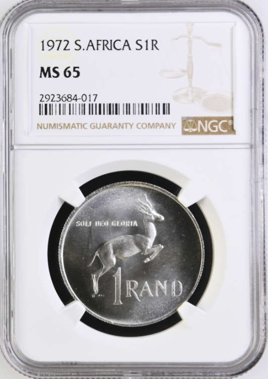 S. Africa: 1972 Silver R1 NGC Certified MS65
