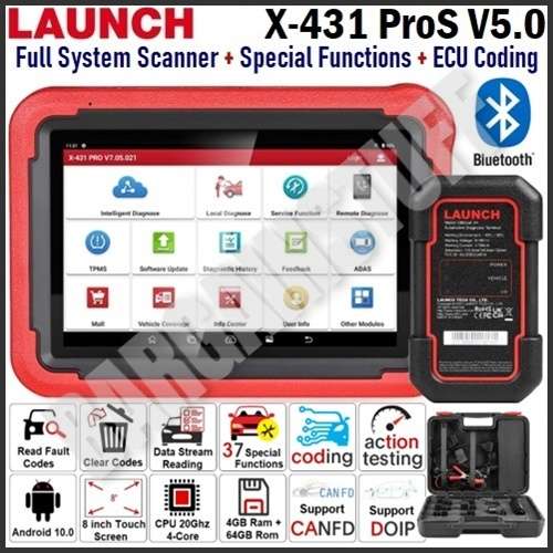 Launch X-431 ProS V5.0 Full System Diagnostic Tool With 37 Special Functions Supports CANFD And DOIP