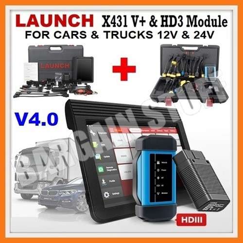 Launch X431 V+ with X431 HD3 Module Ultimate Heavy Duty Adapter Work for Cars and Trucks