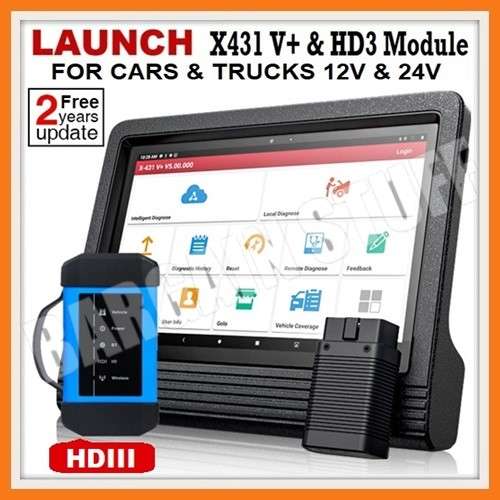 Launch X431 V+ with X431 HD3 Module Ultimate Heavy Duty Adapter Work for Cars and Trucks