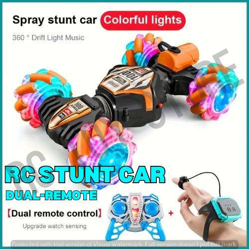 Remote Control Stunt Car Double Remote Control Off-road Climbing Four-wheel Drive Orange & Black