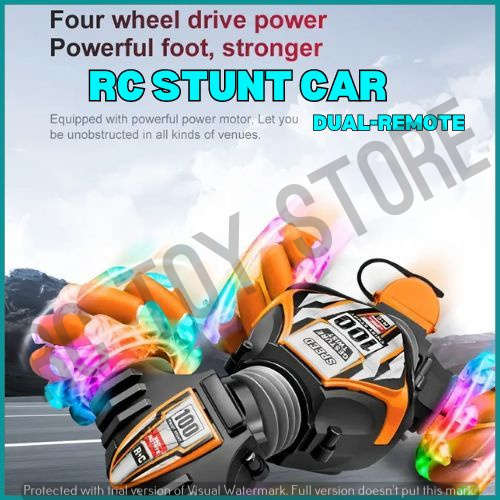 Remote Control Stunt Car Double Remote Control Off-road Climbing Four-wheel Drive Orange & Black