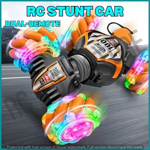 Remote Control Stunt Car Double Remote Control Off-road Climbing Four-wheel Drive Orange & Black