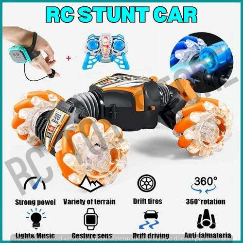 Remote Control Stunt Car Double Remote Control Off-road Climbing Four-wheel Drive Orange & Black