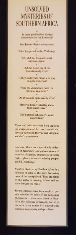 Unsolved Mysteries of Southern Africa by Rob Marsh