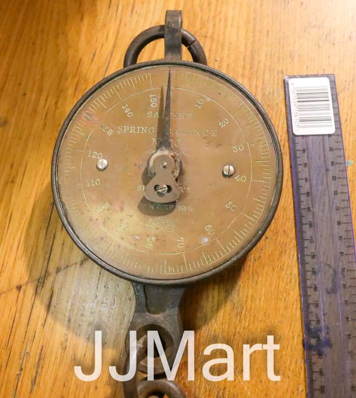 Vintage Salter's Brass Spring Balance Scale No 20 to Weigh 150 lb