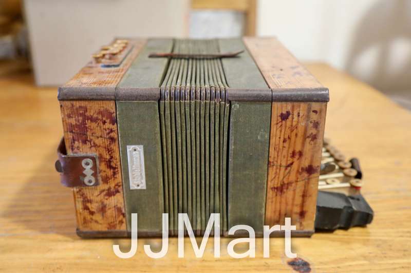 Antique Stahlstimmen Button Box Accordion Melodeon Musical Instrument - Rare
