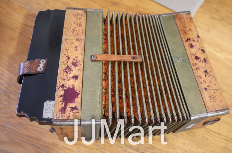 Antique Stahlstimmen Button Box Accordion Melodeon Musical Instrument - Rare
