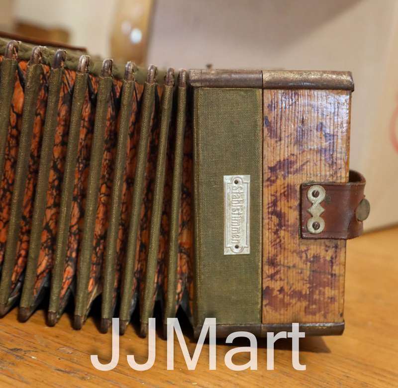 Antique Stahlstimmen Button Box Accordion Melodeon Musical Instrument - Rare