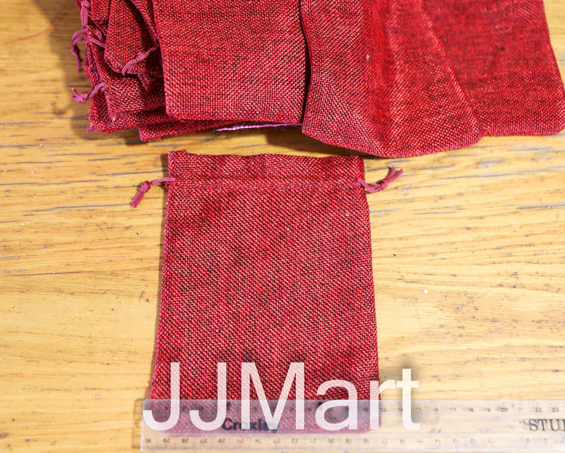 29 x Jute Drawstring Gift Bags - Red - Approx 17 x 13 cm