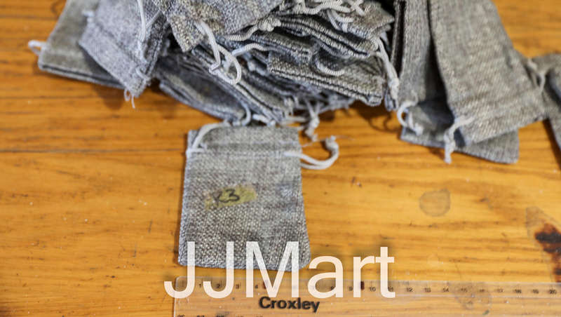 55 x Jute Drawstring Bags - Grey - Approx 7 x 8 cm
