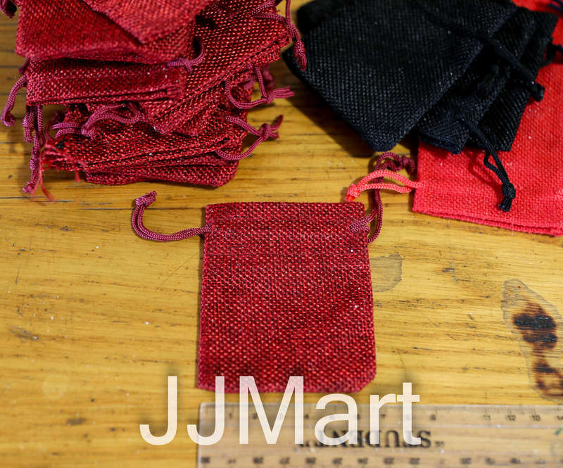 35 x Jute Drawstring Gift Bags - Mixed colours - Approx 8 x 7 cm