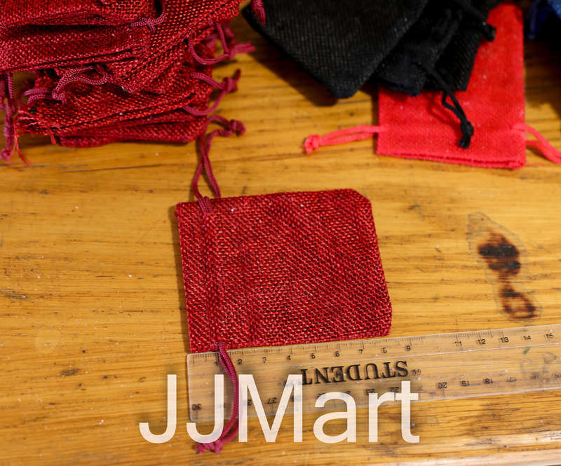 35 x Jute Drawstring Gift Bags - Mixed colours - Approx 8 x 7 cm
