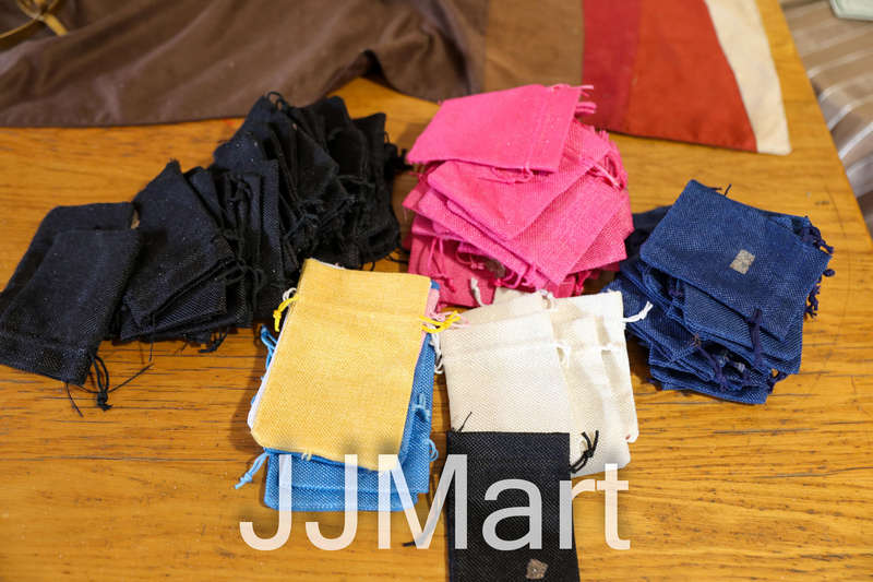 85 x Jute Drawstring Gift Bags - Mixed colours - Approx 8 x 12 cm