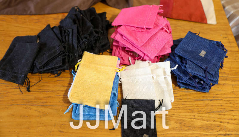 85 x Jute Drawstring Gift Bags - Mixed colours - Approx 8 x 12 cm