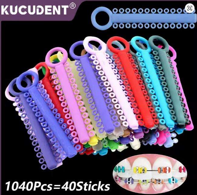 1040 Pcs Dental Orthodontic Ligature Elastic Ties Color 40 Sticks