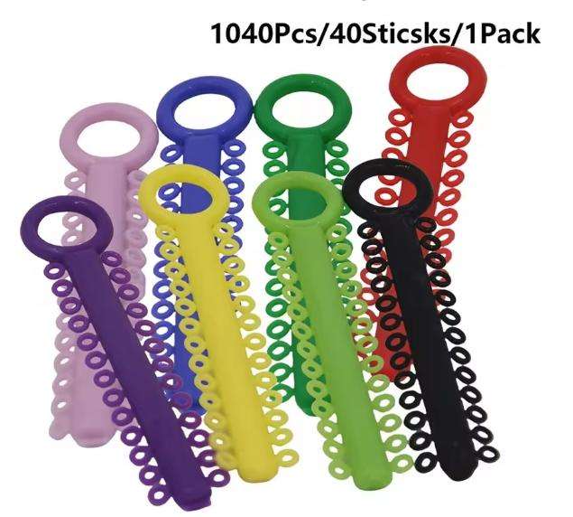 1040 Pcs Dental Orthodontic Ligature Elastic Ties Color 40 Sticks