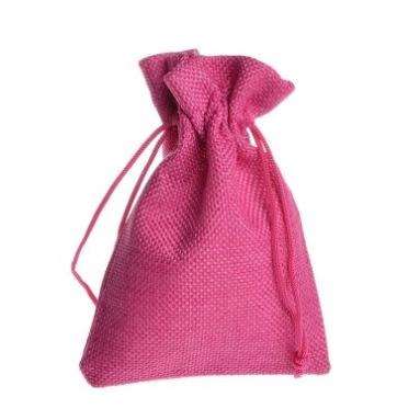 100 x Jute Drawstring Gift Bags - Pink - Approx 11 x 9 cm