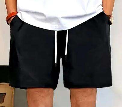 Quick-Dry Men's Athletic Shorts | Loose Fit with Elastic Waist and Drawstring, Pockets - Black XL