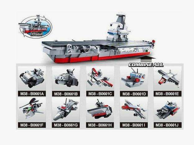 Sluban M38-B0661C Admiral Kuznetsov 10 in 1: air defense plane - 32 Piece (Box damaged)