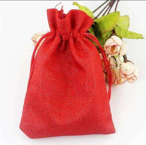 29 x Jute Drawstring Gift Bags - Red - Approx 17 x 13 cm