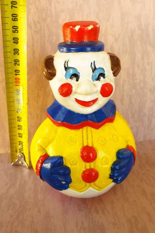 RARE Vintage Roly Poly Chime Ball Clown Toy