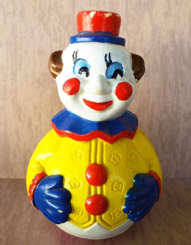 RARE Vintage Roly Poly Chime Ball Clown Toy