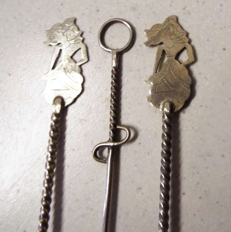 1900-1940 ANTIQUE/VTG SILVER INDONISIA WAYANG COCKTAIL SET IN SILVER