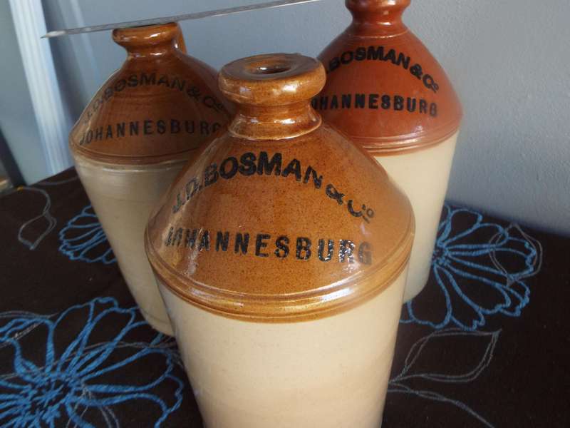 very rare 3 x mint Antique  BROWN  LARGE STONEWARE BOTTLE FLAGONs