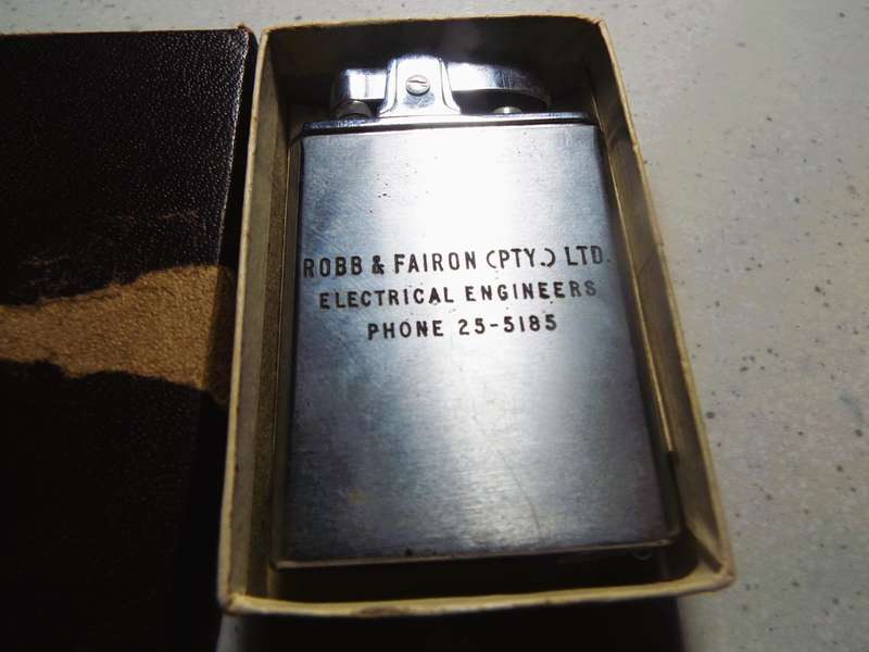 VINTAGE nice unused Robb&Fairon ,lighter with tape measure  ,,,,,in box