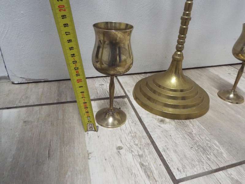 Huge Big Temple Menorah 7 branches branch Candel & 2 goblets