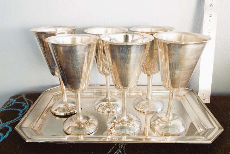 nice vintage bling bling lot Set of 6  wine goblets