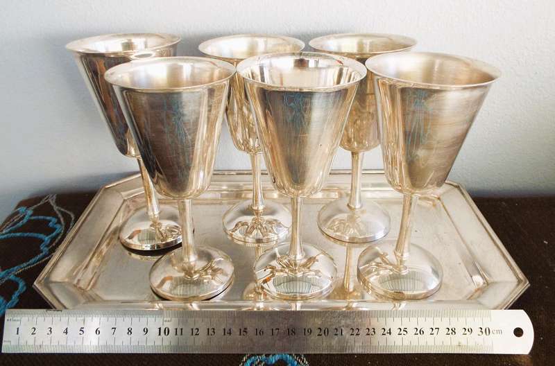 nice vintage bling bling lot Set of 6  wine goblets