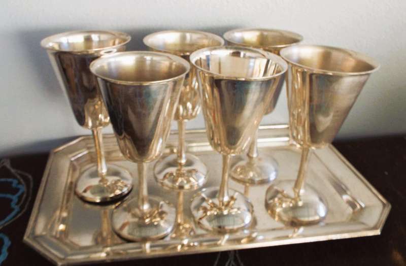 nice vintage bling bling lot Set of 6  wine goblets