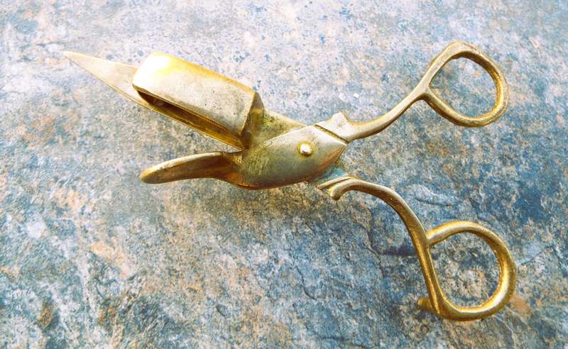 antique - Brass - Candle Snuffer - Wick Scissors