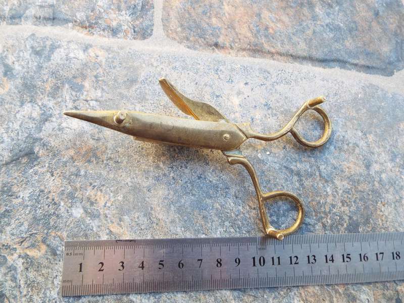 antique - Brass - Candle Snuffer - Wick Scissors