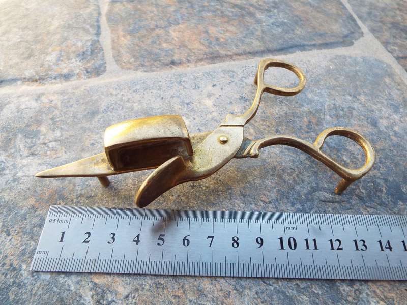 antique - Brass - Candle Snuffer - Wick Scissors