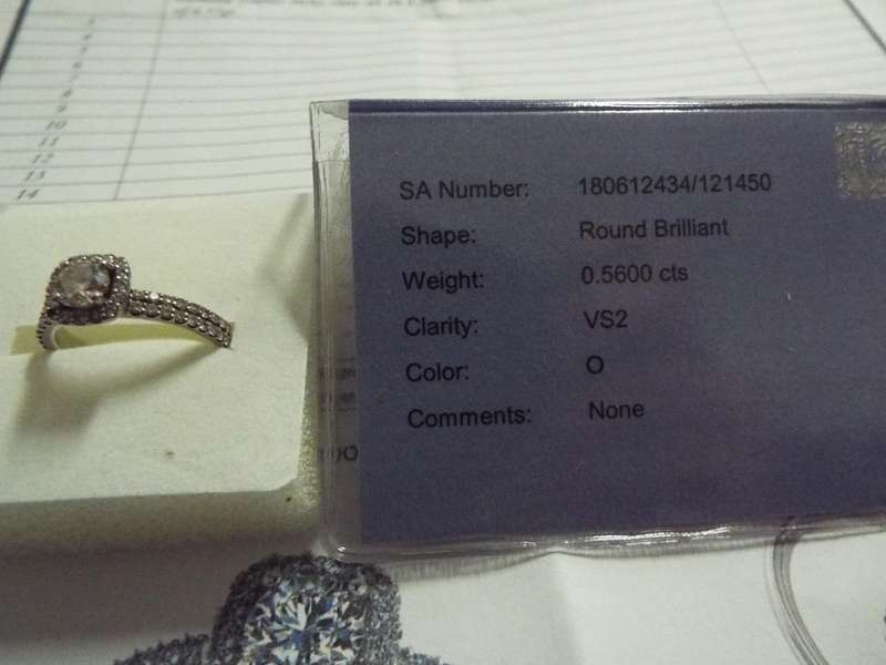 Diamond Halo Ring with 0.56 ct EGL Certified Round Brilliant Cut Diamond, 1.08 ct Total Weight
