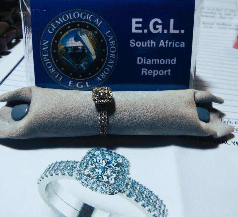 Diamond Halo Ring with 0.56 ct EGL Certified Round Brilliant Cut Diamond, 1.08 ct Total Weight