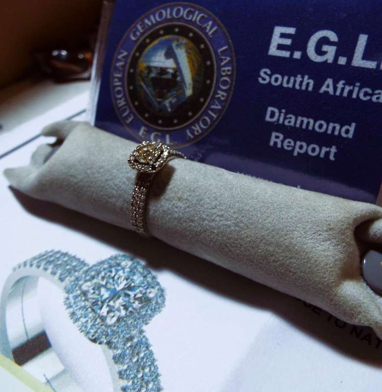 Diamond Halo Ring with 0.56 ct EGL Certified Round Brilliant Cut Diamond, 1.08 ct Total Weight