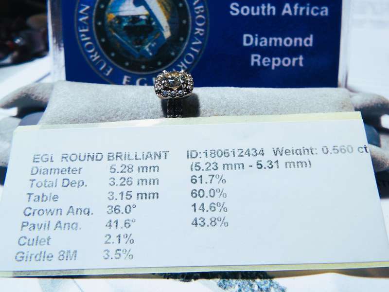 Diamond Halo Ring with 0.56 ct EGL Certified Round Brilliant Cut Diamond, 1.08 ct Total Weight