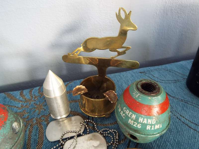 mix lot of vintage army stuff including 2 x training version hand grenades