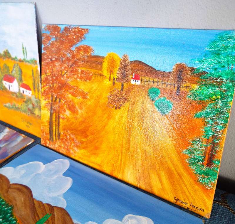 4 x  oil on boards as 1 lot