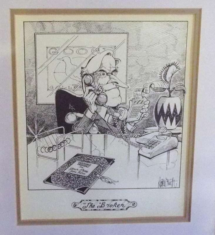 NICE 2 X CARTOON ART ,,,WELL FRAMED Cartoon,,,, Art  Matted And Framed