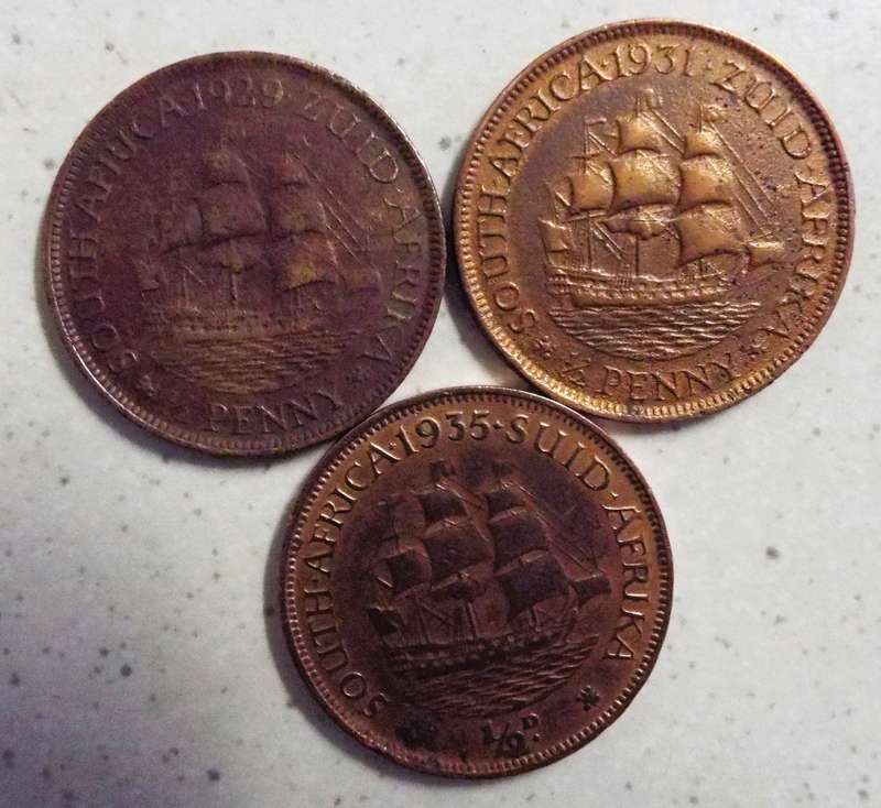 1929,1931 and 1935 king Georg the v half penny coins